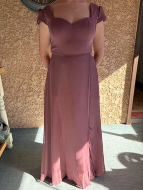 Azazie Mauve Cap-Sleeve Sweetheart Maxi Dress